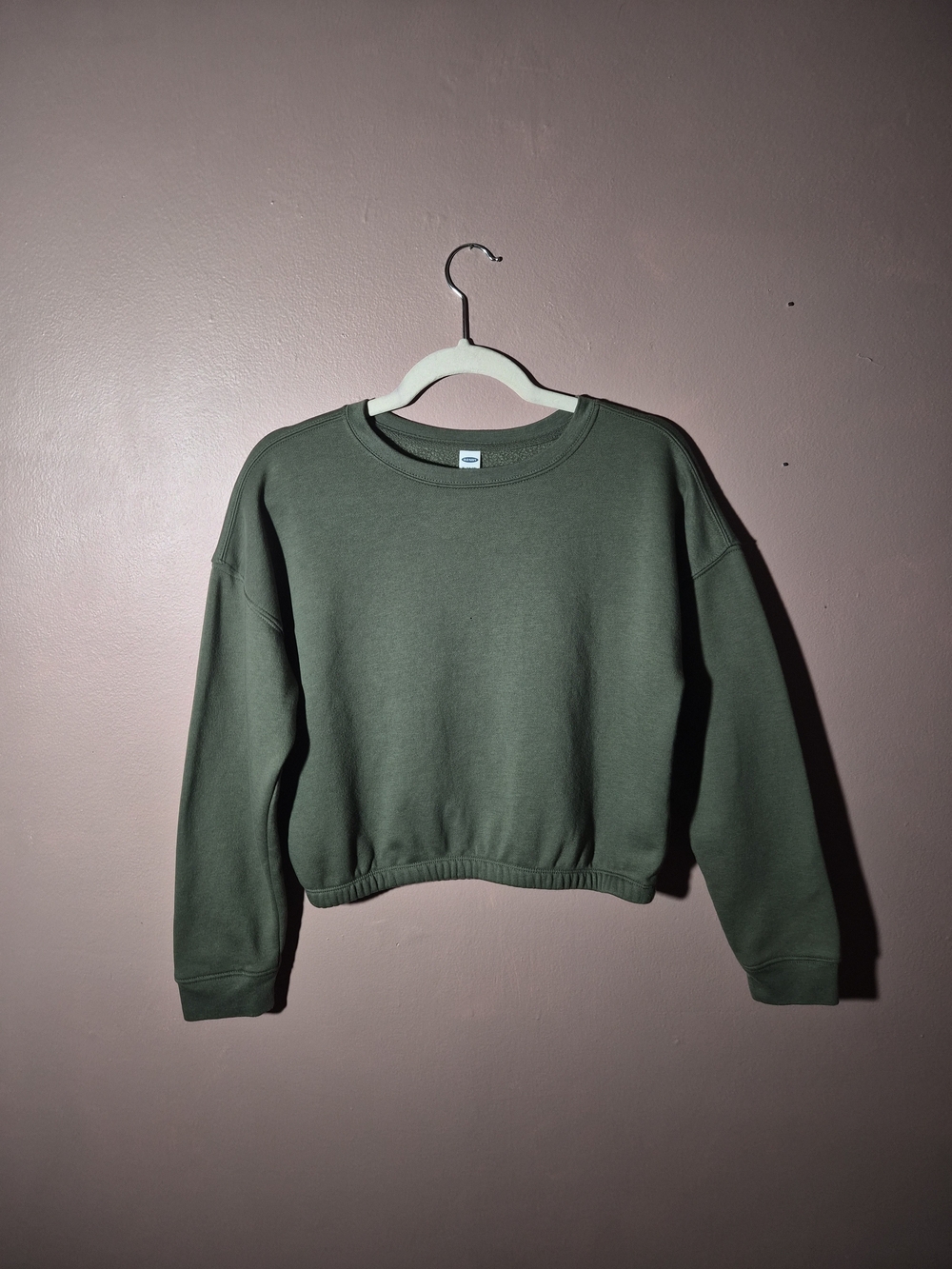 Girls Youth Old Navy Sweatshirt Top Sweater Cropped Crop Army Olive Green Khaki